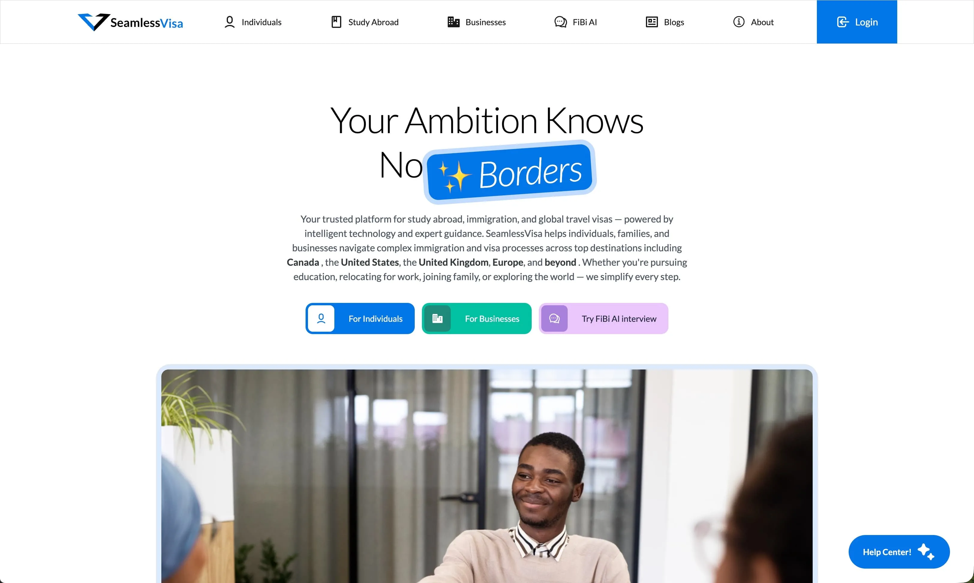 SeamlessVisa Form Engine preview